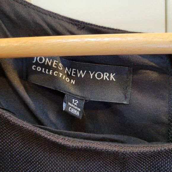 Jones New York Women's Little Black Dress Linen Sleeveless Sheath Size 12 - Picture 4 of 8